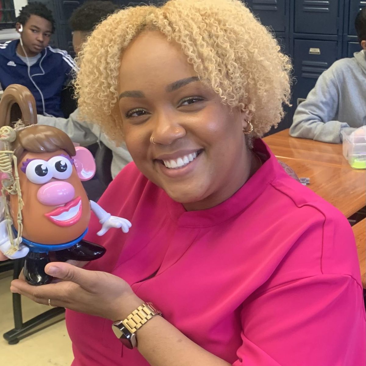 Ms. Dossous with her Potato head